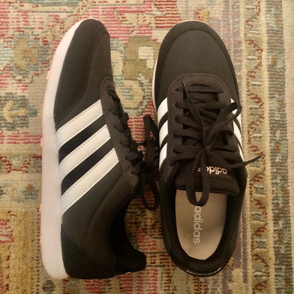 Black and White Adidas Tennis Shoes